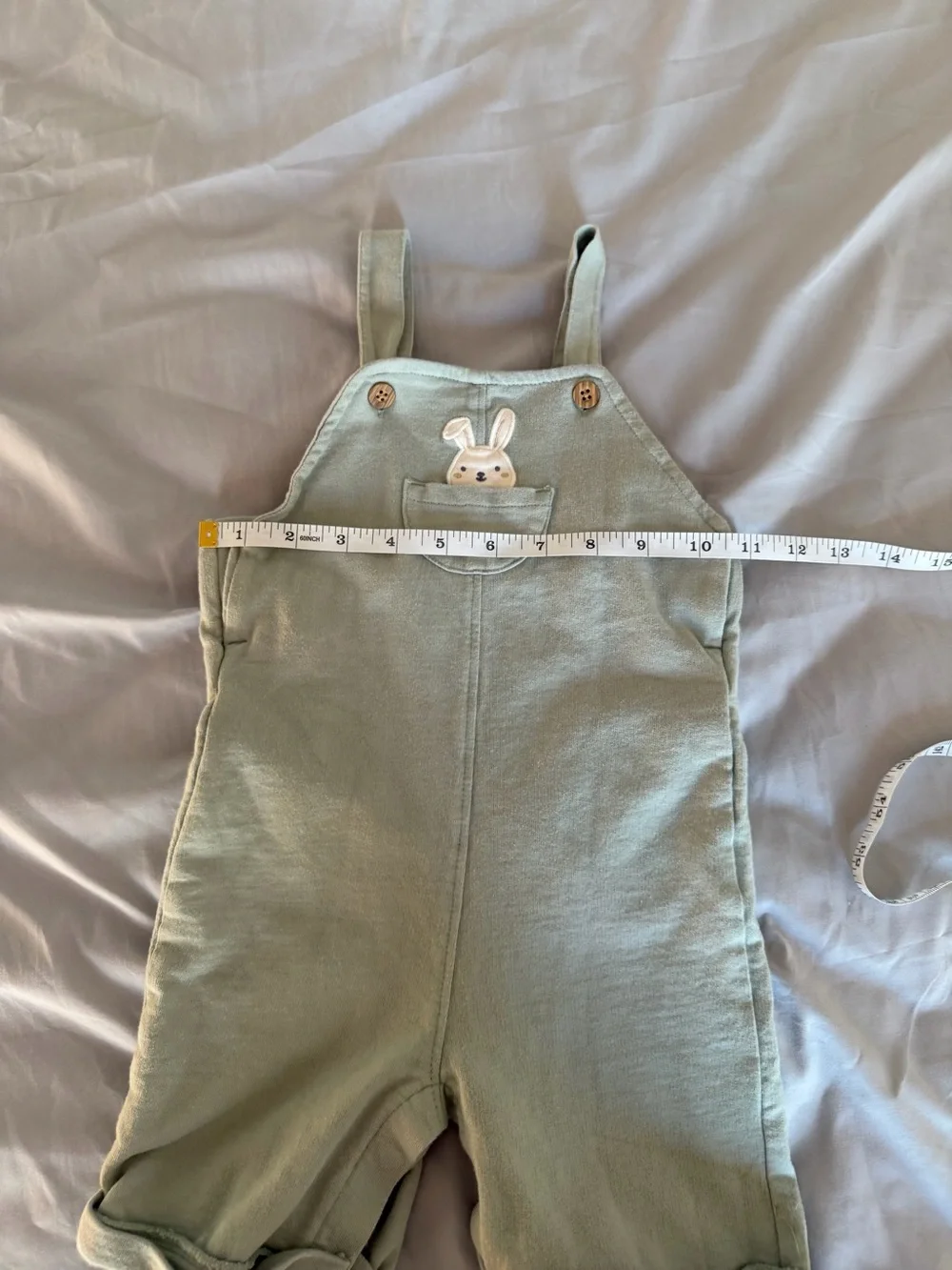 Carter's Light Green Bunny Embroidered Sleeveless Cotton Overall 18M Easter